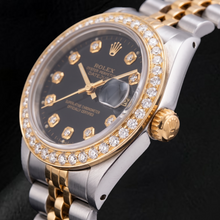 Rolex Datejust 69173 26mm Black Diamond Dial Two Tone Watch