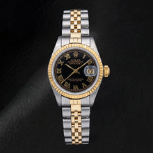 Rolex Datejust 69173 26mm Black Roman Dial Two Tone Watch