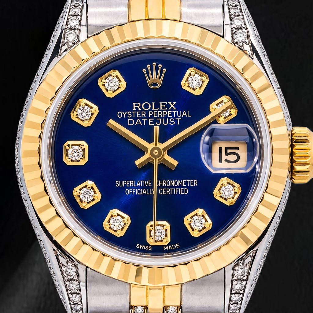 Rolex Datejust 69173 26mm Blue Diamond Dial Two Tone Watch