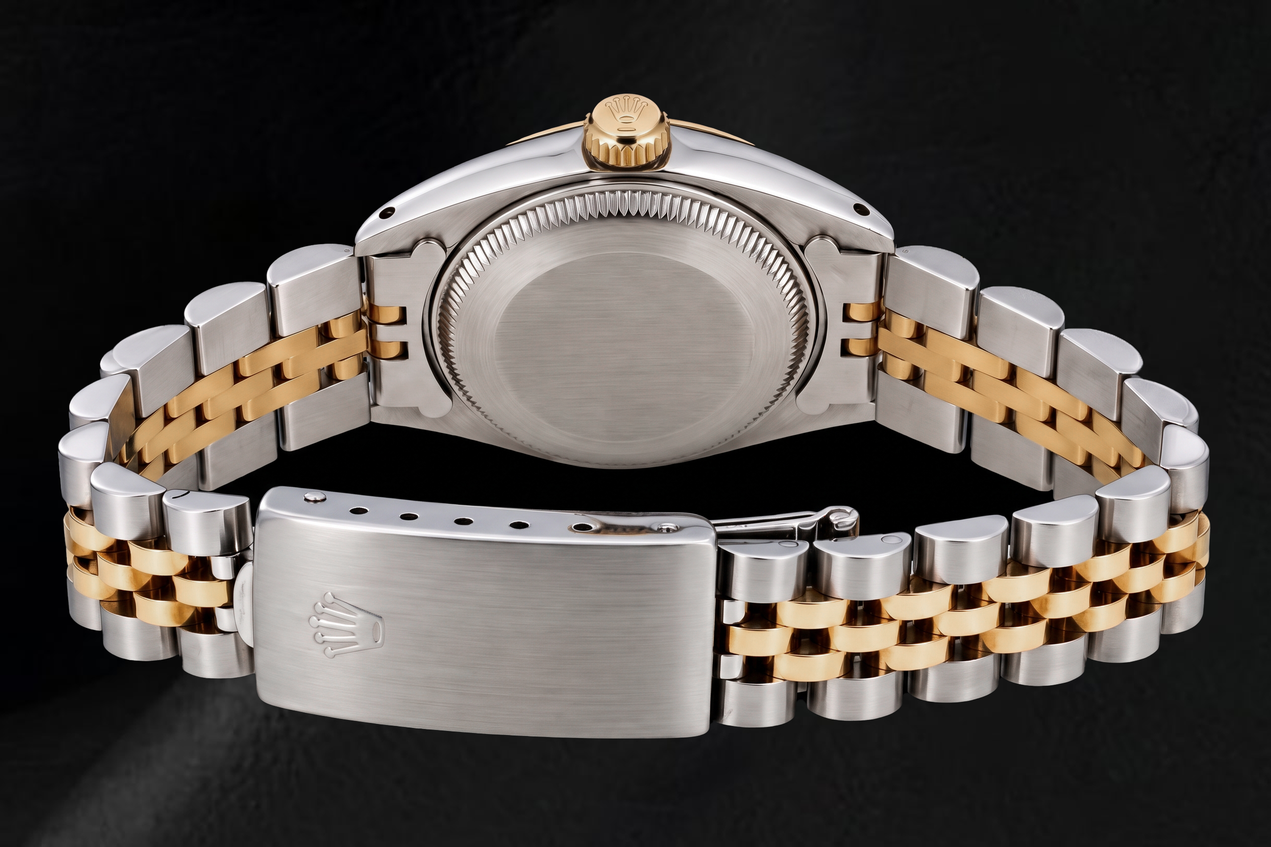Rolex Datejust 69173 26mm Champagne Baguette Diamond Dial Two Tone Watch