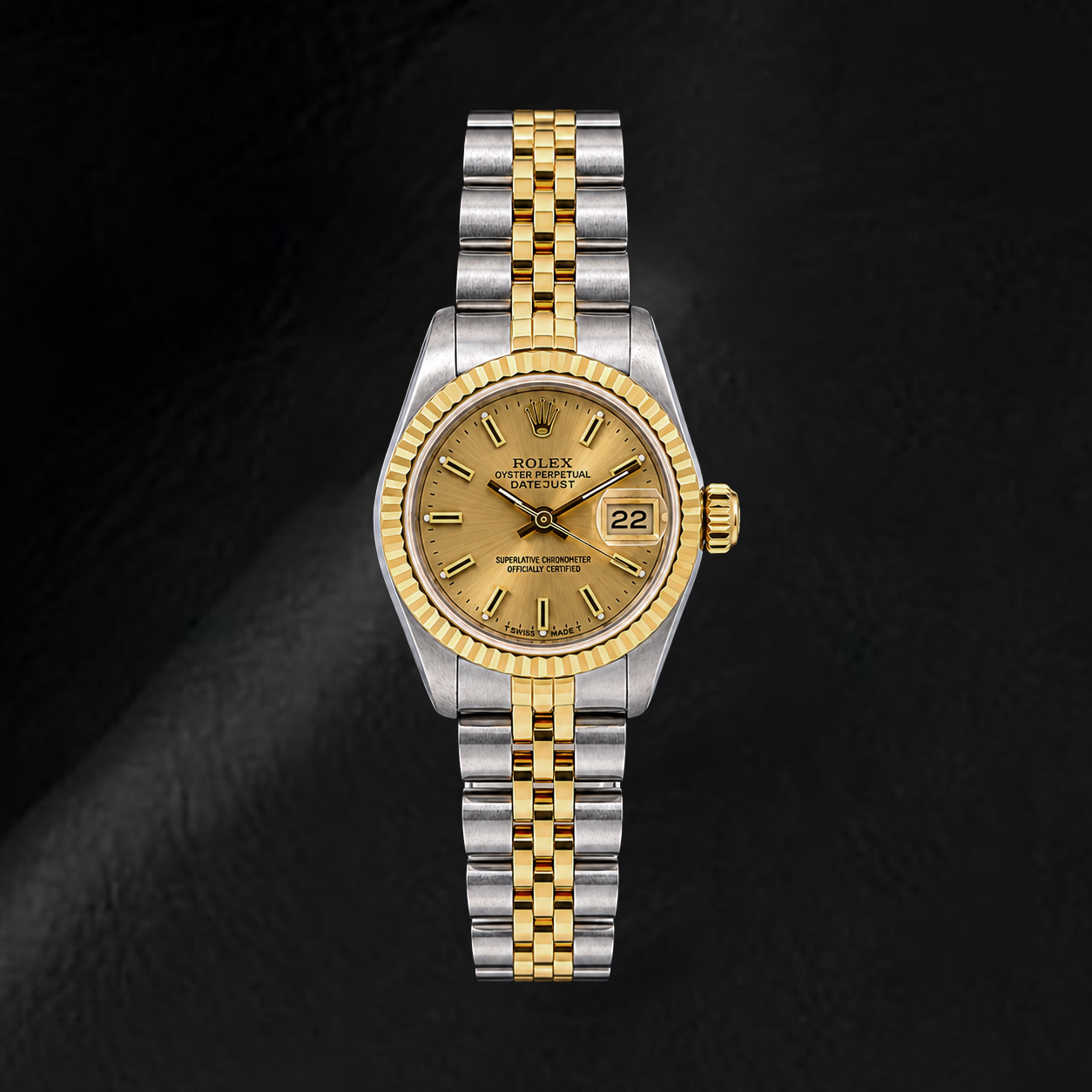 Rolex Datejust 69173 26mm Champagne Stick Dial Two Tone Watch