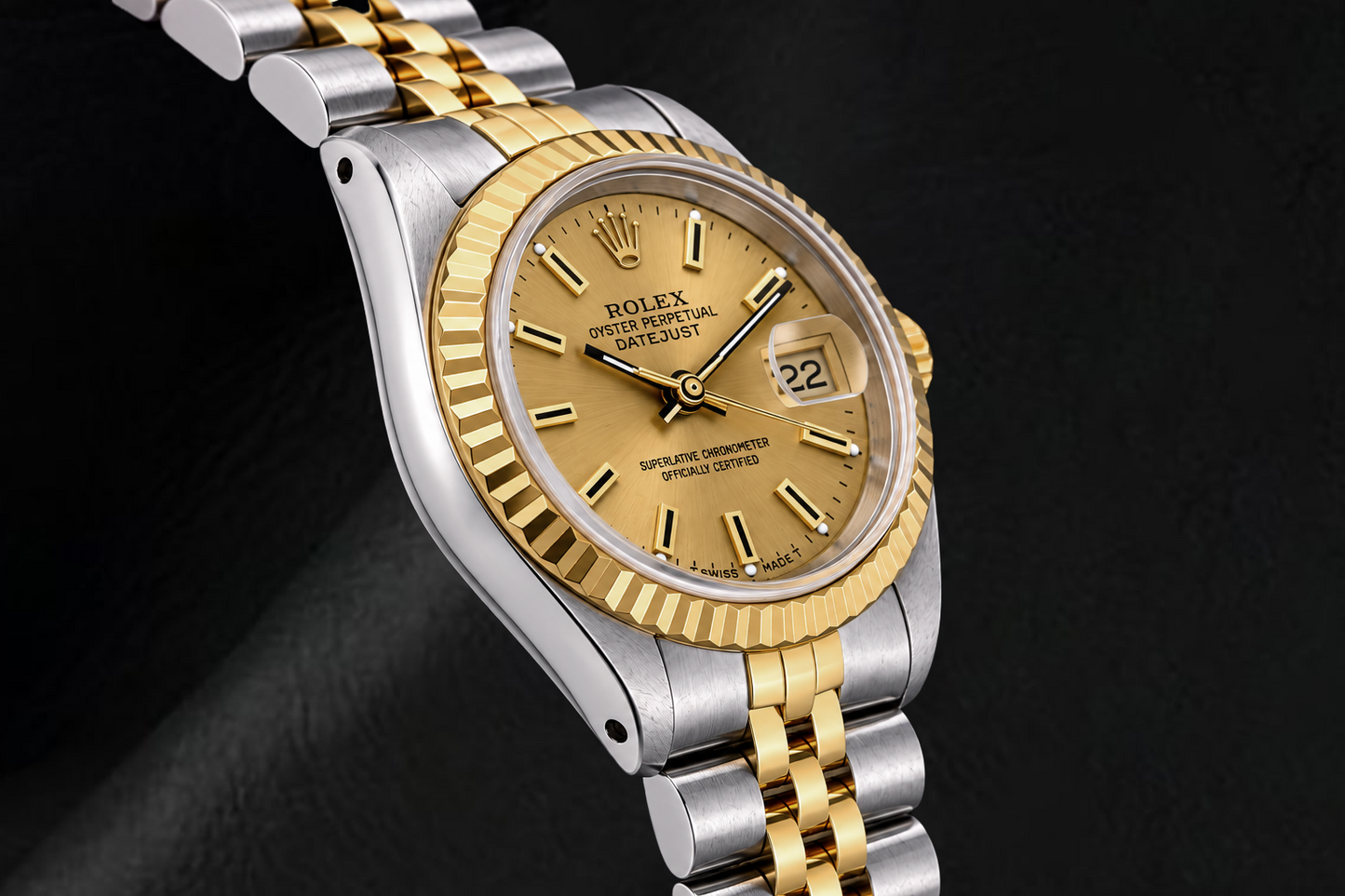 Rolex Datejust 69173 26mm Champagne Stick Dial Two Tone Watch