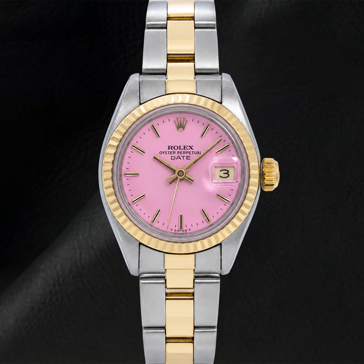 Rolex Datejust 69173 26mm Pink Dial Fluted Bezel Two Tone Oyster Bracelet Watch