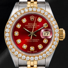 Rolex Datejust 69173 26mm Red Diamond Dial Two Tone Jubilee Bracelet Watch