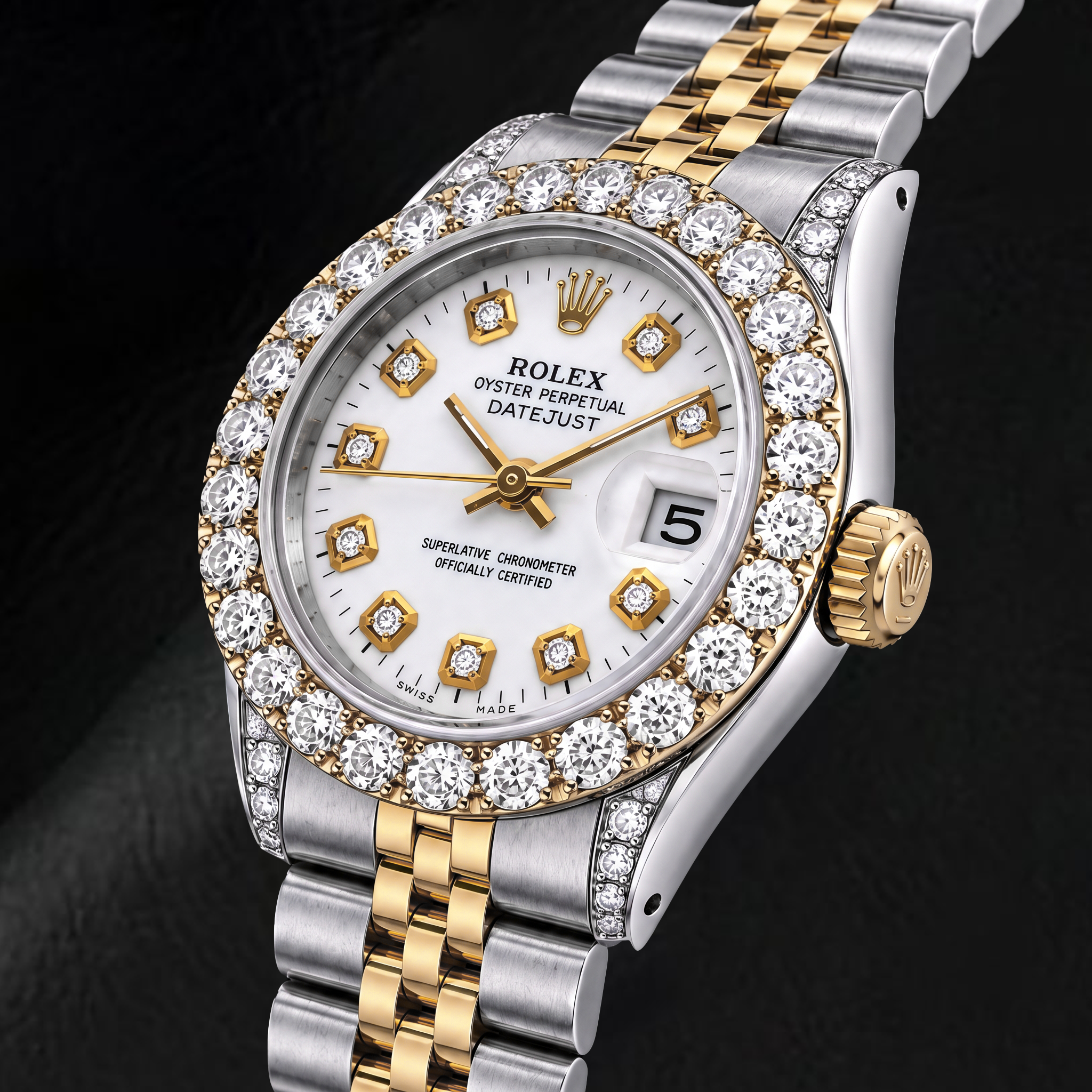 Rolex Datejust 69173 26mm White Diamond Dial Two Tone Watch
