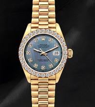 Rolex Datejust 69178 26mm Blue Mother of Pearl Diamond Dial Yellow Gold 18K Watch