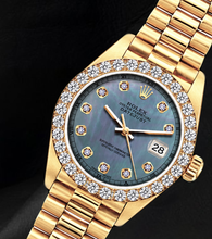 Rolex Datejust 69178 26mm Blue Mother of Pearl Diamond Dial Yellow Gold 18K Watch