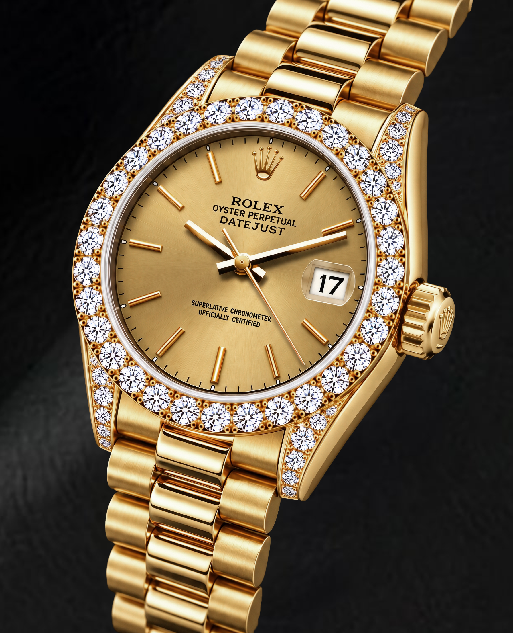 Rolex Datejust 69178 26mm Champagne Stick Dial Yellow Gold Watch