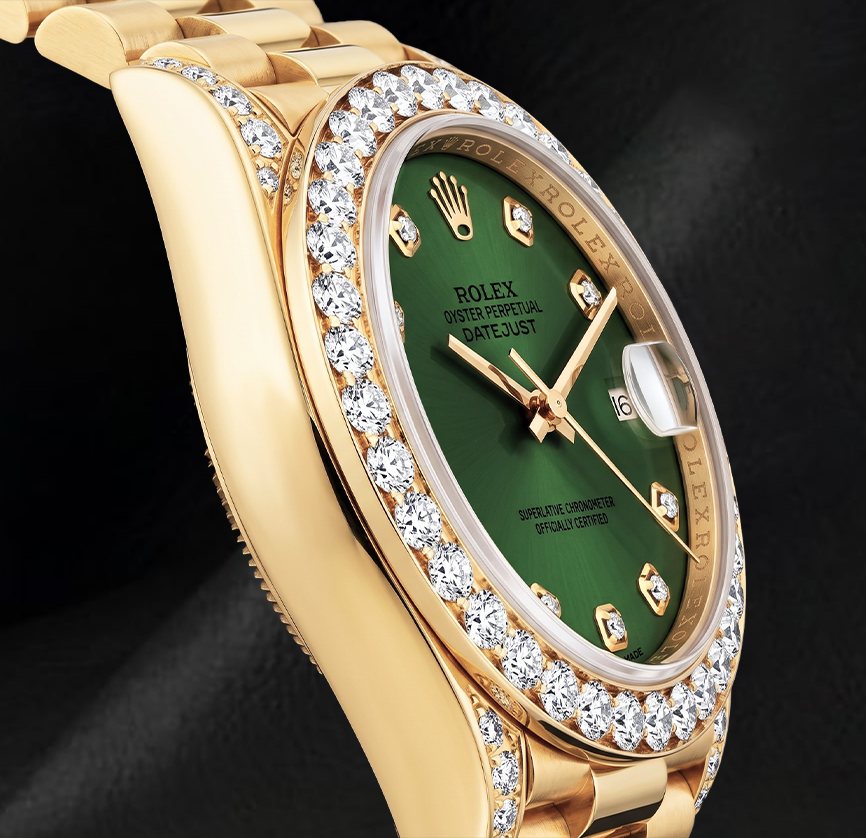Rolex Datejust 69178 26mm Green Diamond Dial Diamond Yellow Gold 18K Watch