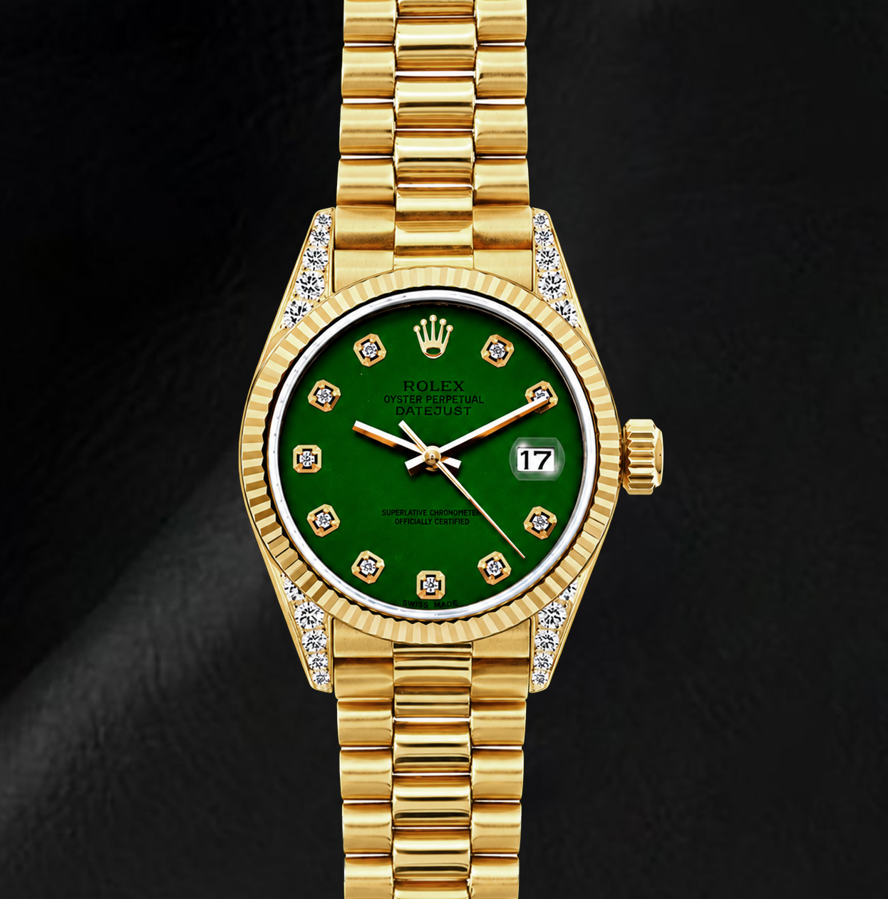 Rolex Datejust 69178 26mm Green Diamond Dial Yellow Gold Watch