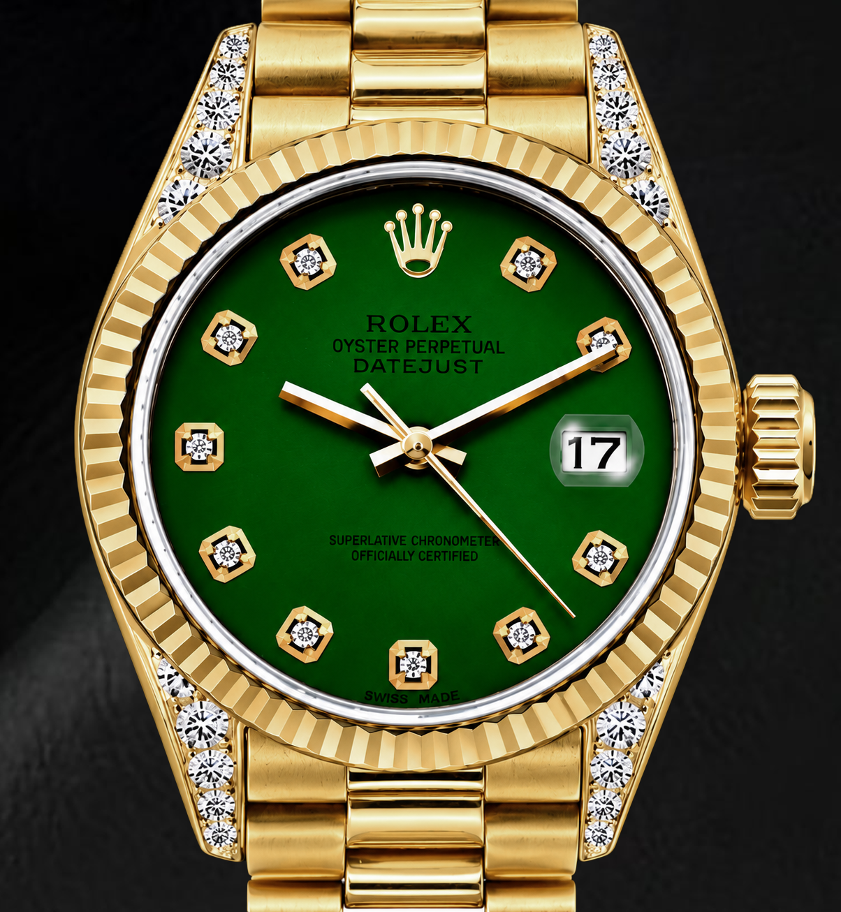 Rolex Datejust 69178 26mm Green Diamond Dial Yellow Gold Watch