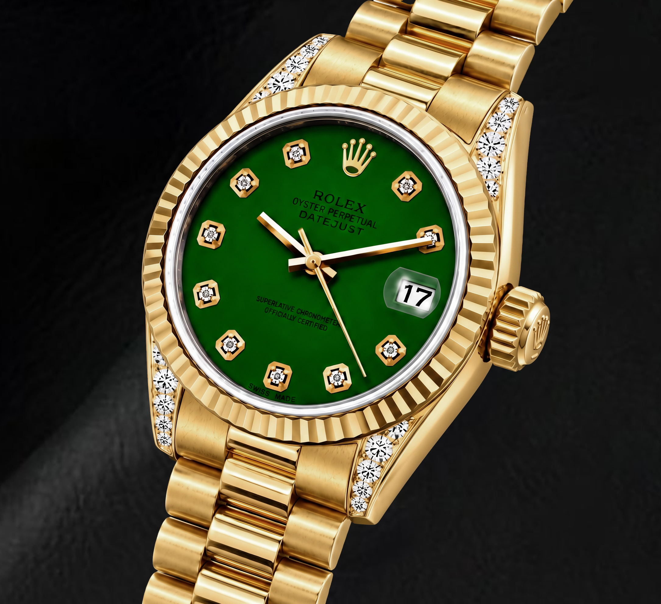 Rolex Datejust 69178 26mm Green Diamond Dial Yellow Gold Watch
