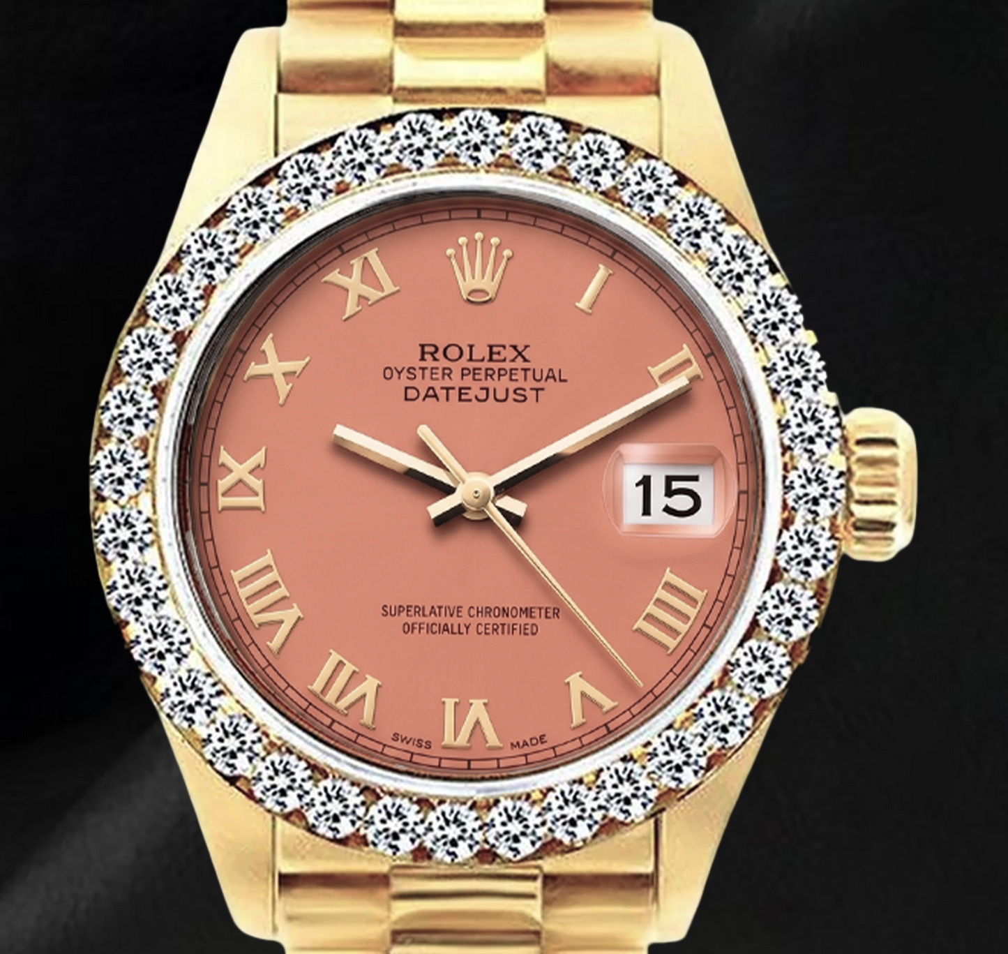 Rolex Datejust 69178 26mm Orange Roman Dial 18K Yellow Gold Watch