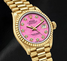 Rolex Datejust 69178 26mm Pink Floral Diamond Dial Yellow Gold Watch