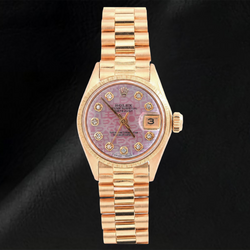 Rolex Datejust 69178 26mm Pink Jubilee Diamond Dial Yellow Gold President Bracelet Watch