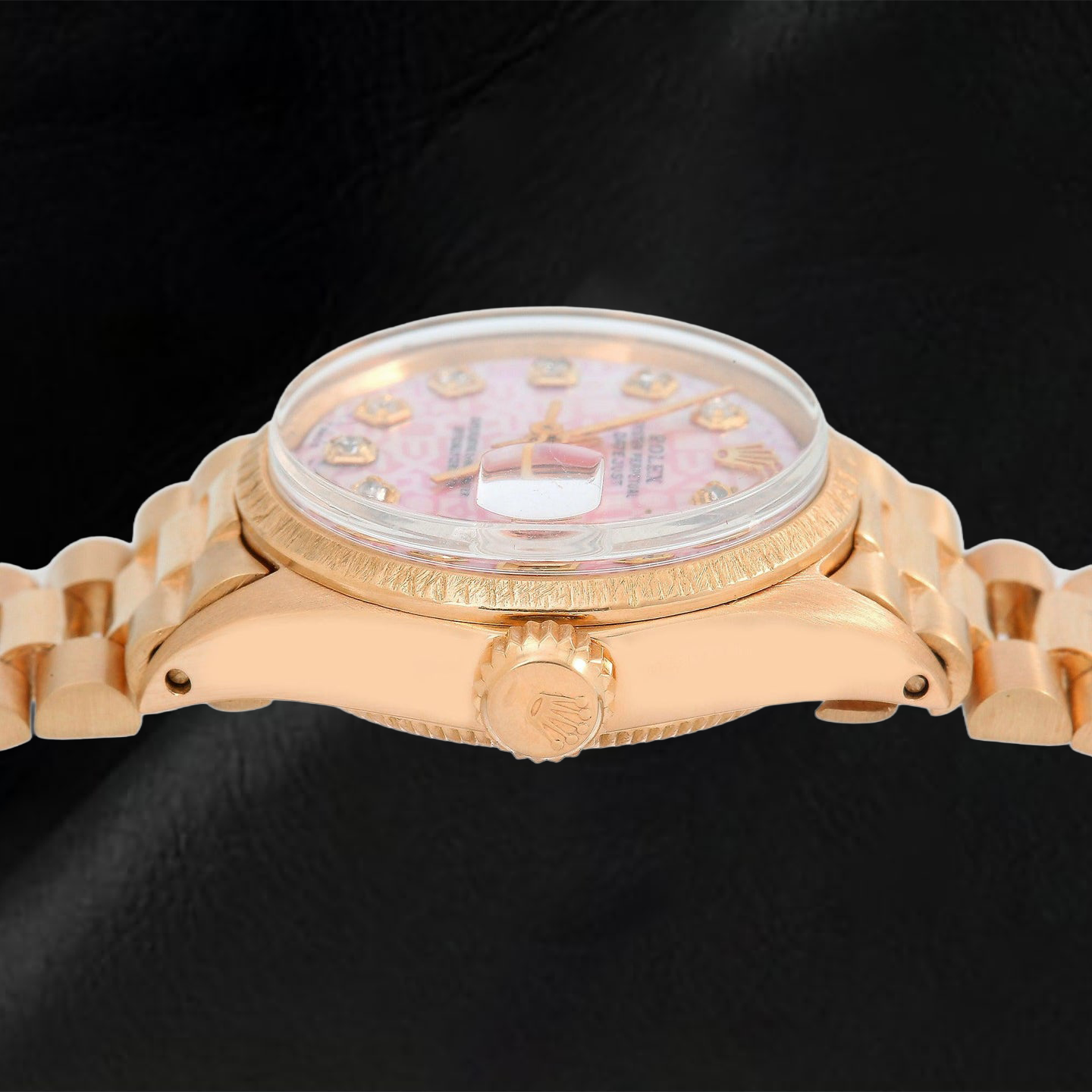 Rolex Datejust 69178 26mm Pink Jubilee Diamond Dial Yellow Gold President Bracelet Watch