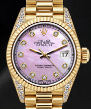 Rolex Datejust 69178 26mm Pink Mother of Pearl Diamond Dial Yellow Gold Watch