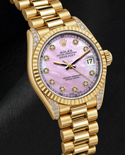 Rolex Datejust 69178 26mm Pink Mother of Pearl Diamond Dial Yellow Gold Watch