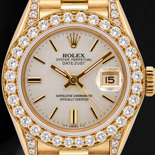 Rolex Datejust 69178 26mm Silver Linen Diamond Dial Yellow Gold Watch 18K