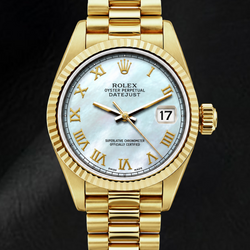 Rolex Datejust 69178 26mm White Mother of Pearl Roman Dial Yellow Gold Watch