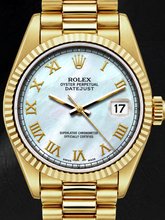 Rolex Datejust 69178 26mm White Mother of Pearl Roman Dial Yellow Gold Watch