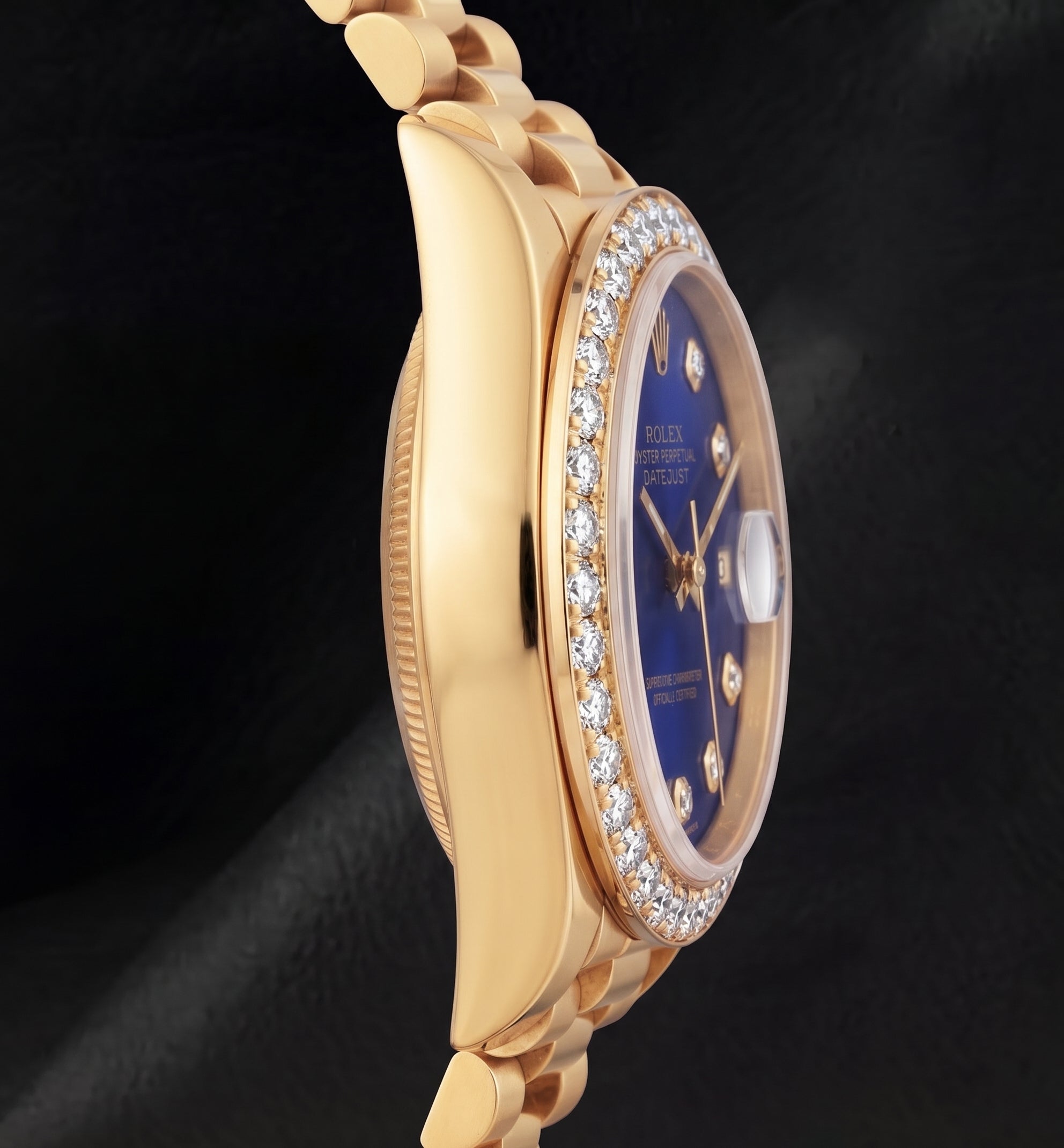 Rolex Datejust 69178 Blue Diamond Dial 26mm President Bracelet 18K Gold Watch
