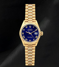 Rolex Datejust 69178 Blue Roman Dial President Bracelet Yellow Gold Watch 18K