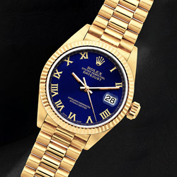 Rolex Datejust 69178 Blue Roman Dial President Bracelet Yellow Gold Watch 18K