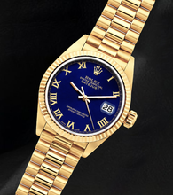 Rolex Datejust 69178 Blue Roman Dial President Bracelet Yellow Gold Watch 18K