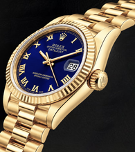 Rolex Datejust 69178 Blue Roman Dial President Bracelet Yellow Gold Watch 18K
