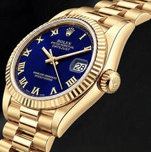 Rolex Datejust 69178 Blue Roman Dial President Bracelet Yellow Gold Watch 18K