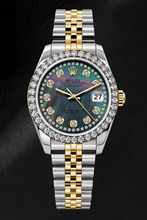 Rolex Datejust 6917 26mm Black Mother of Pearl String Diamond Dial Two Tone Watch