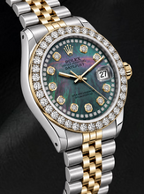 Rolex Datejust 6917 26mm Black Mother of Pearl String Diamond Dial Two Tone Watch