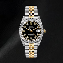 Rolex Datejust 6917 26mm Black String Diamond Dial Two Tone Watch