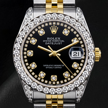 Rolex Datejust 6917 26mm Black String Diamond Dial Two Tone Watch