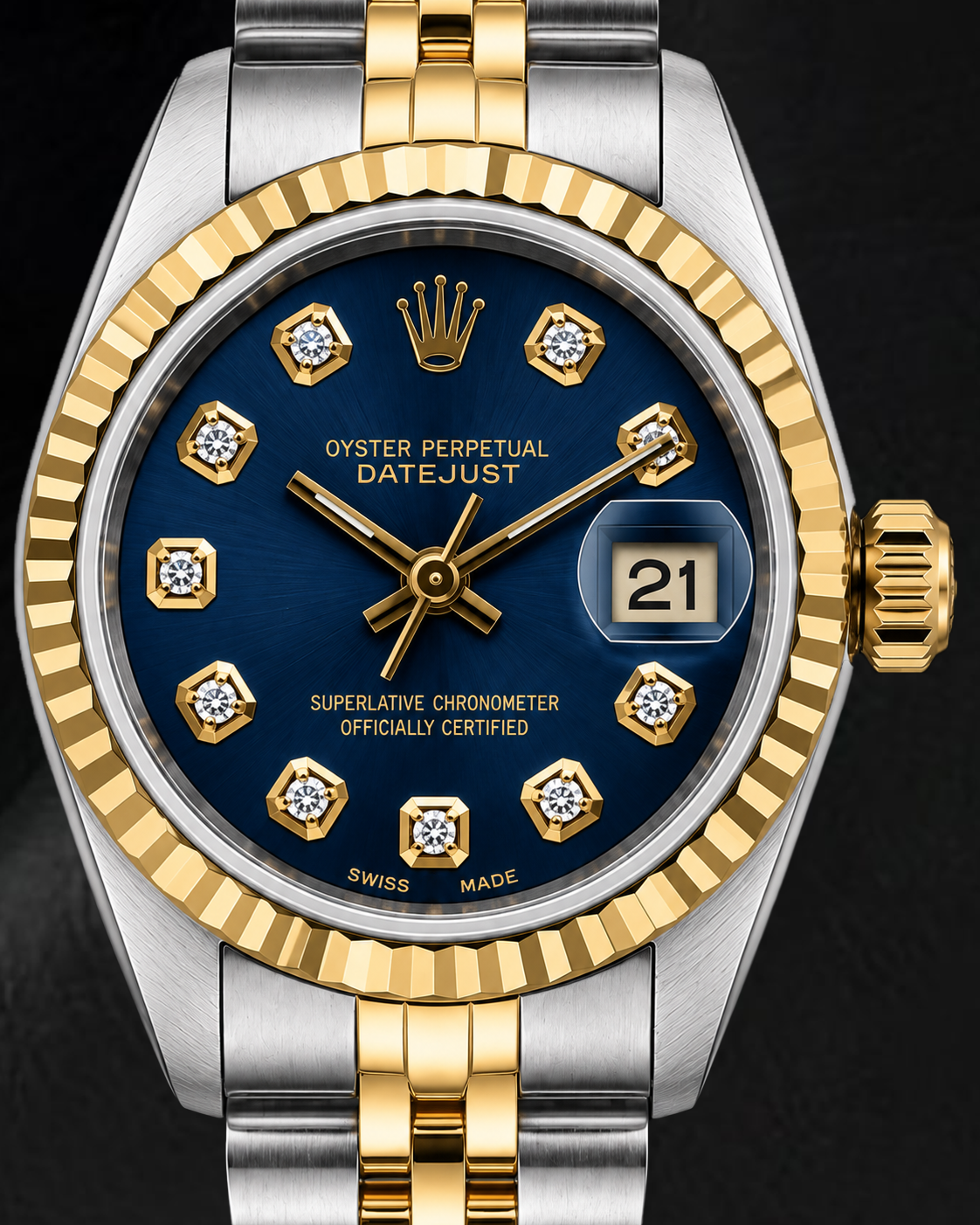 Rolex Datejust 6917 26mm Blue Diamond Dial Two Tone Watch