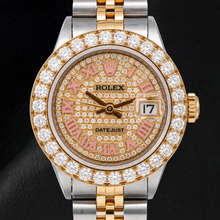 Rolex Datejust 6917 26mm Roman Paved Diamond Dial Two Tone Watch