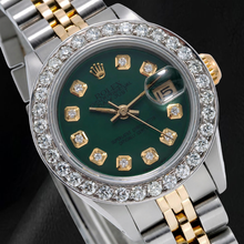Rolex Datejust 6917 26mm Green Diamond Dial Stainless Steel Diamond Bezel Two Tone Watch