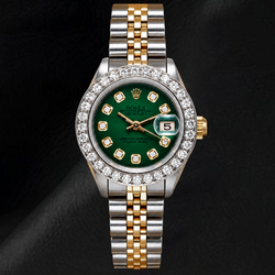 Rolex Datejust 6917 26mm Green Diamond Dial Two Tone Jubilee Bracelet Watch