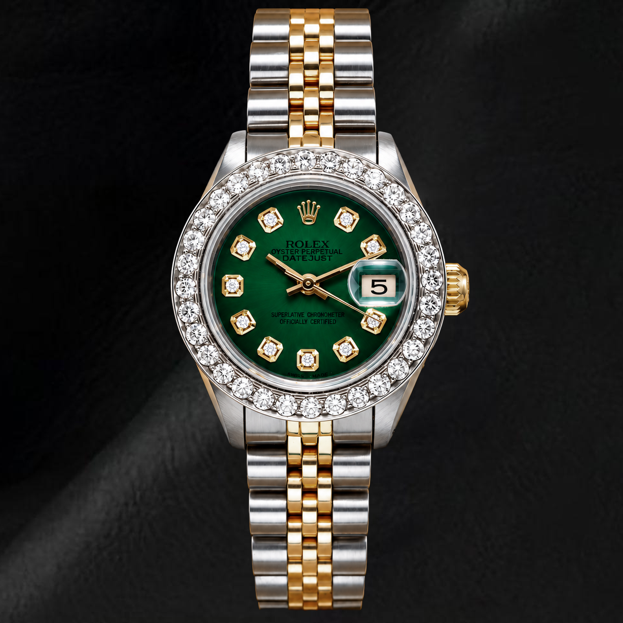 Rolex Datejust 6917 26mm Green Diamond Dial Two Tone Jubilee Bracelet Watch