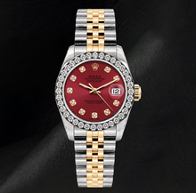 Rolex Datejust 6917 26mm Red Diamond Dial Diamond Bezel Two Tone Watch