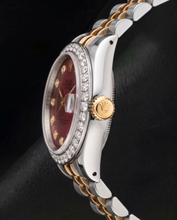 Rolex Datejust 6917 26mm Red Diamond Dial Diamond Bezel Two Tone Watch