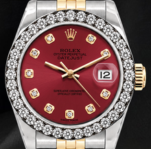 Rolex Datejust 6917 26mm Red Diamond Dial Diamond Two Tone Watch