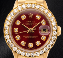 Rolex Datejust 6917 26mm Red Diamond Dial Yellow Gold President Bracelet Watch