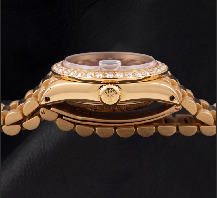 Rolex Datejust 6917 26mm Red Diamond Dial Yellow Gold President Bracelet Watch