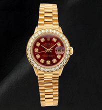 Rolex Datejust 6917 26mm Red Diamond Dial Yellow Gold President Bracelet Watch