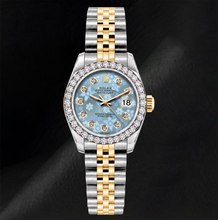Rolex Datejust 6917 Ice Blue Floral Diamond Dial 26mm Two Tone Watch