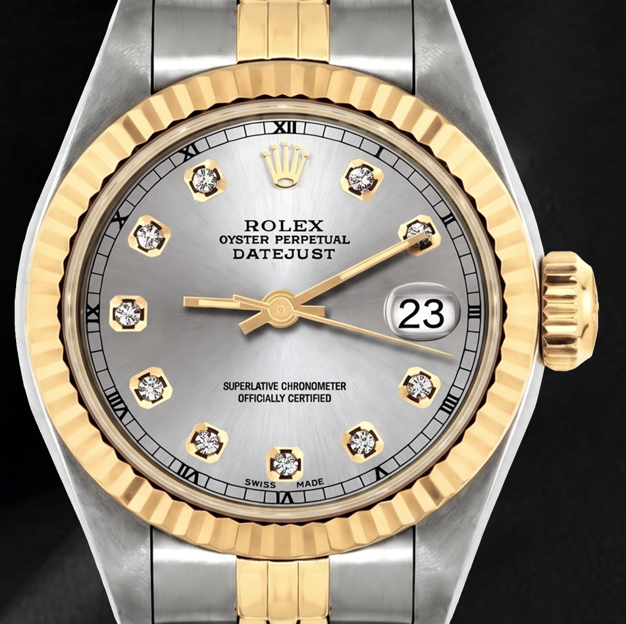 Rolex Datejust 6917 Silver Diamond Dial 26mm Two Tone Watch