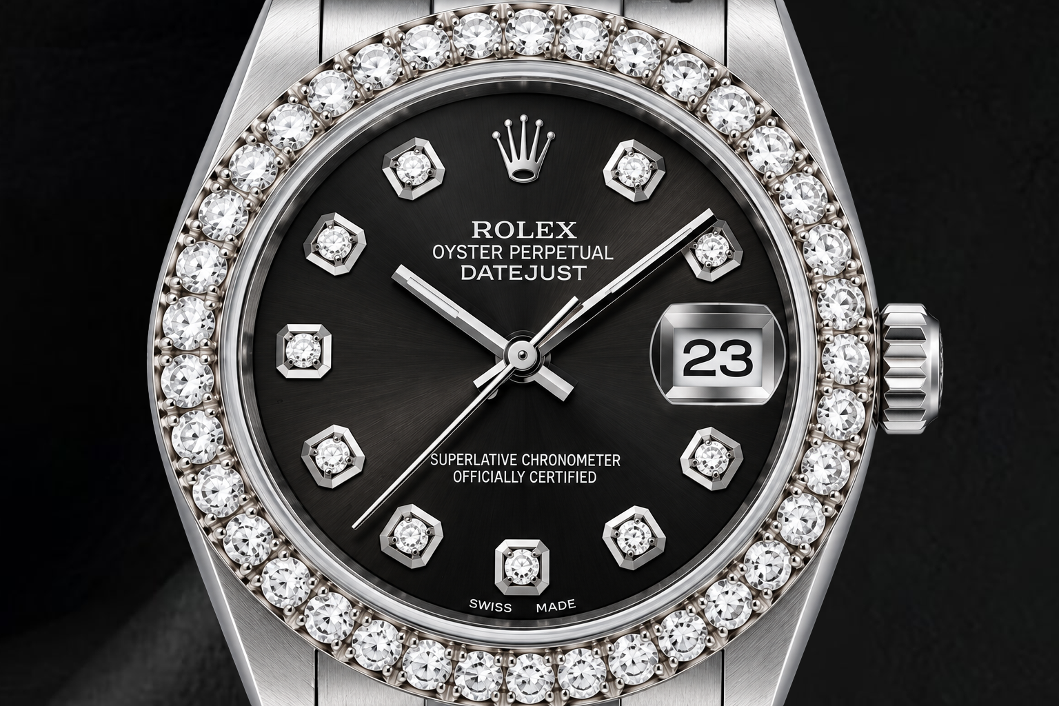 Rolex Datejust 78240 31mm Black Diamond Dial Stainless Steel Watch
