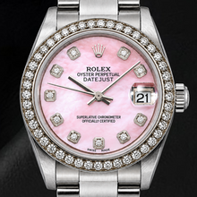 Rolex Datejust 78240 31mm Pink Mother of Pearl Diamond Dial Stainless Steel Watch